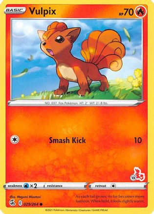 Vulpix - 029/264 (#13 Cinderace Stamped)/264 Battle Academy 2022 - Promo