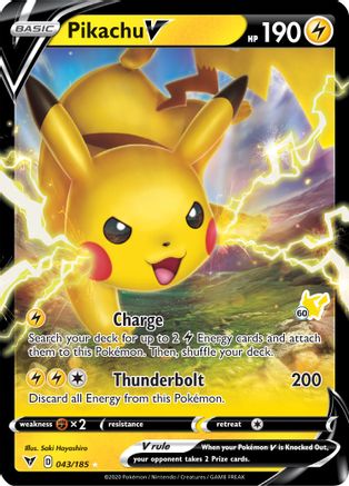 Pikachu V (#60 Pikachu Stamped) 043/185 - Holofoil Battle Academy 2022 - Holo Rare