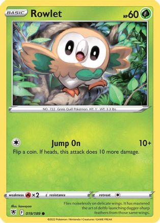 Rowlet 019 - Reverse Holofoil SWSH10 Astral Radiance - Common