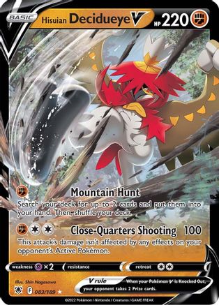 Hisuian Decidueye V 083 - Holofoil SWSH10 Astral Radiance - Ultra Rare