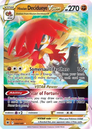 Hisuian Decidueye VSTAR 084 - Holofoil SWSH10 Astral Radiance - Ultra Rare