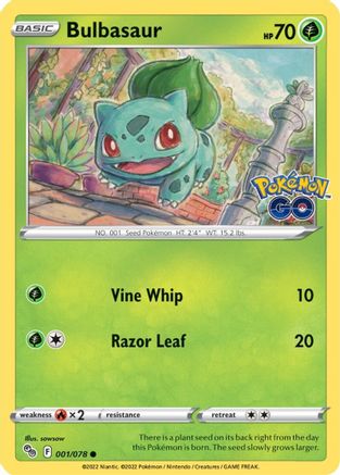 Bulbasaur 001 - Reverse Holofoil Pokemon GO - Common