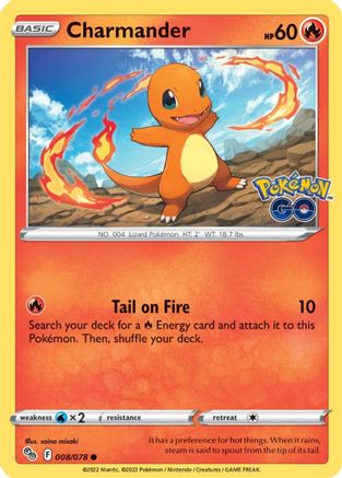 Charmander 008 - Reverse Holofoil Pokemon GO - Common