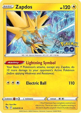 Zapdos 029 - Reverse Holofoil Pokemon GO - Holo Rare