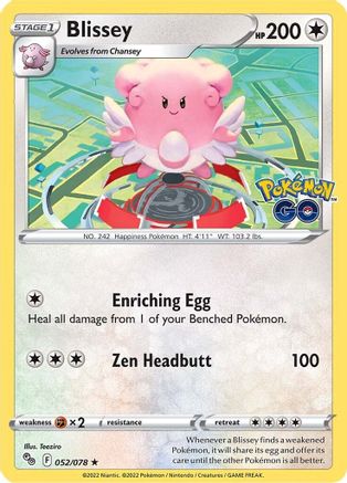 Blissey 052 - Reverse Holofoil Pokemon GO - Holo Rare
