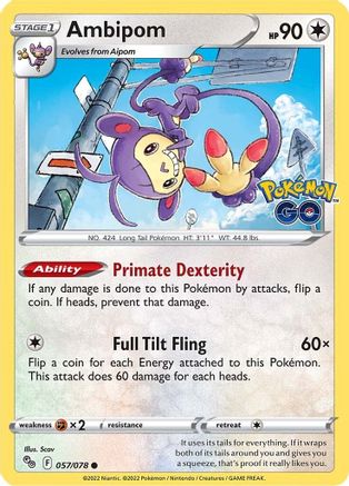Ambipom 057 - Reverse Holofoil Pokemon GO - Common