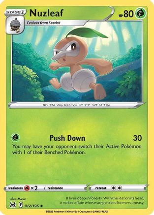 Nuzleaf 012 - Reverse Holofoil SWSH11 Lost Origin - Uncommon