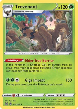 Trevenant 017 - Holofoil SWSH11 Lost Origin - Holo Rare
