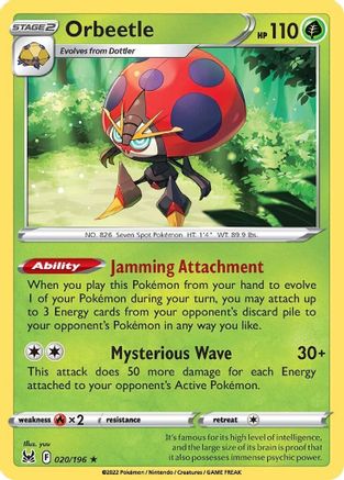 Orbeetle 020 - Reverse Holofoil SWSH11 Lost Origin - Holo Rare