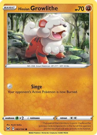 Hisuian Growlithe 083 SWSH11 Lost Origin - Common