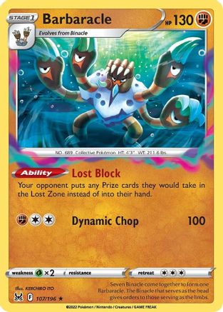 Barbaracle 107 - Holofoil SWSH11 Lost Origin - Holo Rare