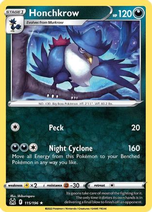 Honchkrow 115 SWSH11 Lost Origin - Rare