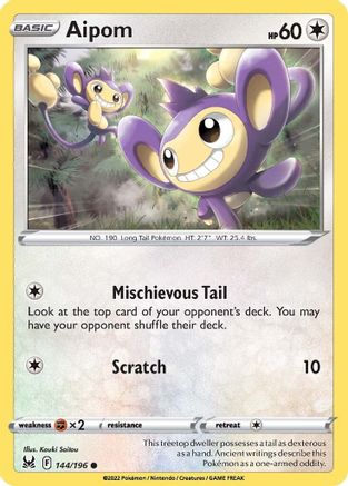 Aipom 144 - Reverse Holofoil SWSH11 Lost Origin - Common
