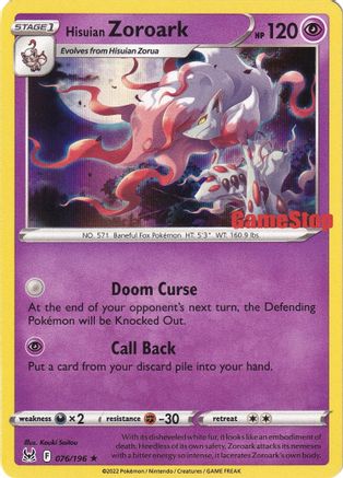 Hisuian Zoroark (Gamestop Exclusive) 076/196 - Holofoil Miscellaneous Cards & Products - Promo