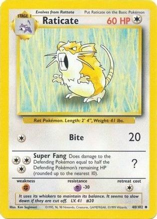 Raticate 040 Base Set - Uncommon