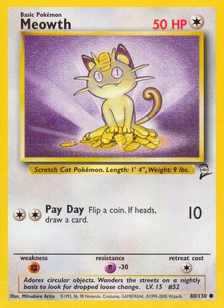 Meowth 080 Base Set 2 - Common