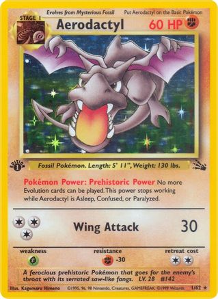 Aerodactyl (1) (1) 001 - 1st Edition Holofoil Fossil - Holo Rare