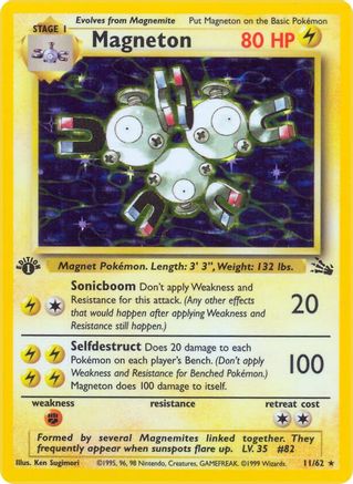 Magneton (11) (11) 011 - 1st Edition Holofoil Fossil - Holo Rare