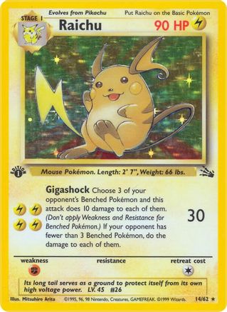 Raichu (14) (14) 014 - Unlimited Holofoil Fossil - Holo Rare