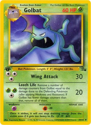 Golbat 034 - 1st Edition Fossil - Uncommon
