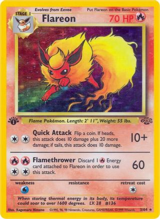 Flareon (3) (3) 003 - 1st Edition Holofoil Jungle - Holo Rare