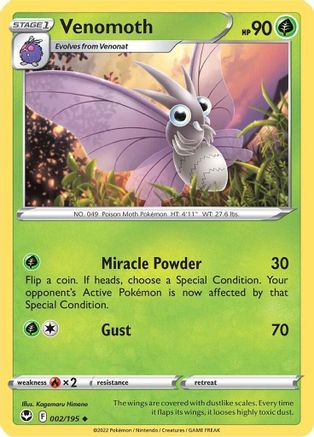 Venomoth 002 SWSH12 Silver Tempest - Uncommon