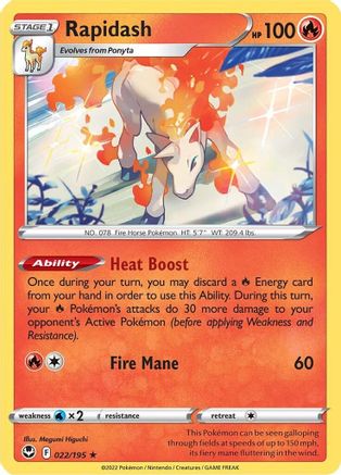 Rapidash 022 - Holofoil SWSH12 Silver Tempest - Holo Rare