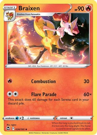Braixen 026 SWSH12 Silver Tempest - Uncommon