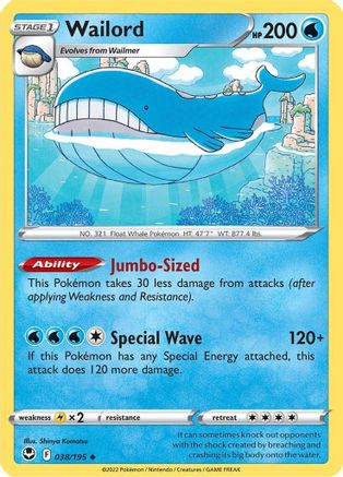 Wailord 038 SWSH12 Silver Tempest - Uncommon