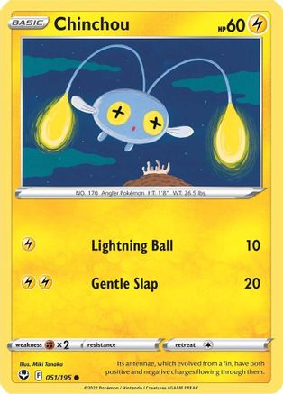 Chinchou 051 - Reverse Holofoil SWSH12 Silver Tempest - Common