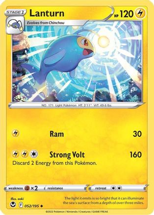 Lanturn 052 - Reverse Holofoil SWSH12 Silver Tempest - Uncommon