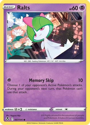 Ralts 067 - Reverse Holofoil SWSH12 Silver Tempest - Common