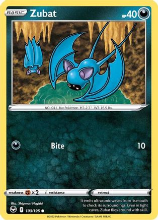 Zubat 103 - Reverse Holofoil SWSH12 Silver Tempest - Common
