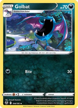 Golbat 104 - Reverse Holofoil SWSH12 Silver Tempest - Uncommon