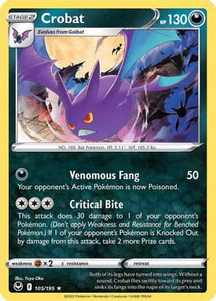 Crobat 105 - Holofoil SWSH12 Silver Tempest - Holo Rare