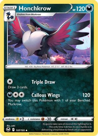 Honchkrow 107 SWSH12 Silver Tempest - Uncommon