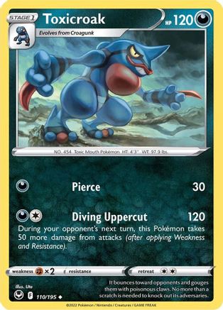 Toxicroak 110 - Reverse Holofoil SWSH12 Silver Tempest - Uncommon
