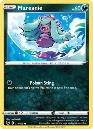 Mareanie 114 - Reverse Holofoil SWSH12 Silver Tempest - Common