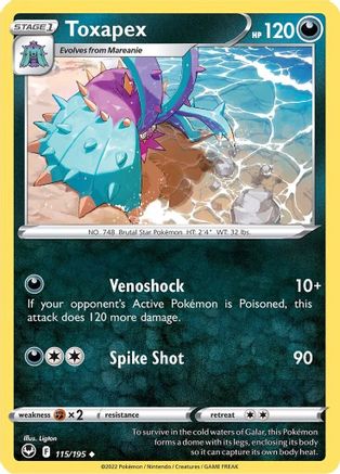 Toxapex 115 - Reverse Holofoil SWSH12 Silver Tempest - Uncommon