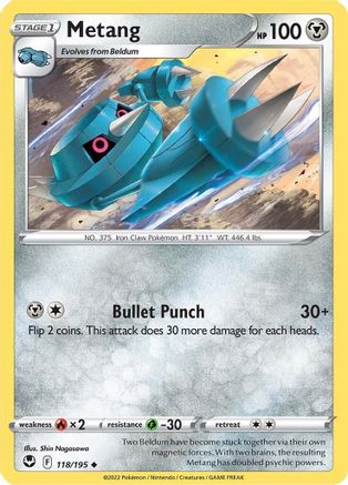 Metang 118 - Reverse Holofoil SWSH12 Silver Tempest - Uncommon