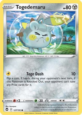 Togedemaru 127 - Reverse Holofoil SWSH12 Silver Tempest - Common