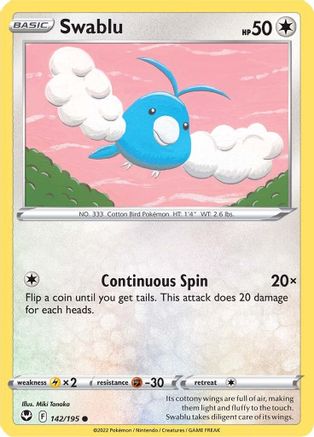 Swablu 142 - Reverse Holofoil SWSH12 Silver Tempest - Common