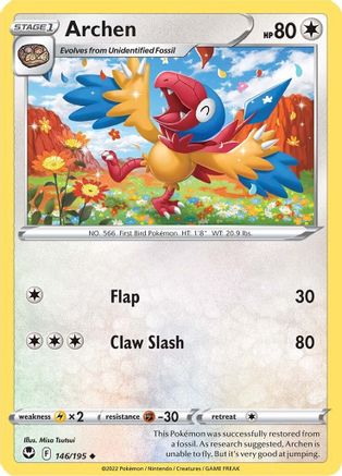 Archen 146 - Reverse Holofoil SWSH12 Silver Tempest - Uncommon