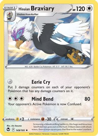 Hisuian Braviary 149 - Reverse Holofoil SWSH12 Silver Tempest - Rare