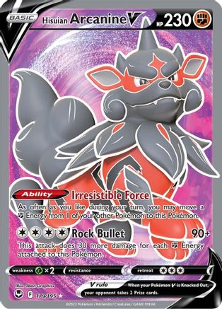 Hisuian Arcanine V (Full Art) 179 - Holofoil SWSH12 Silver Tempest - Ultra Rare