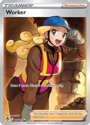 Worker (Full Art) 195 - Holofoil SWSH12 Silver Tempest - Ultra Rare
