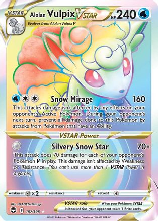 Alolan Vulpix VSTAR (Secret) 197 - Holofoil SWSH12 Silver Tempest - Secret Rare