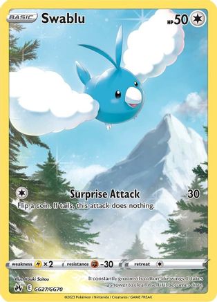 Swablu GG27 - Holofoil Crown Zenith Galarian Gallery - Ultra Rare