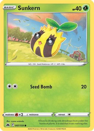 Sunkern 007 - Reverse Holofoil Crown Zenith - Common