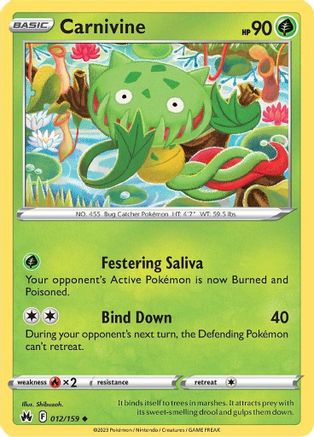 Carnivine 012 - Reverse Holofoil Crown Zenith - Uncommon